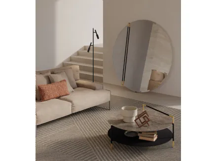 Mirror Kevin with Black Sablé metal structure and Satin Gold metal details by Frigerio.