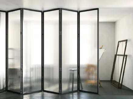 Indoor Mitica Libro door in glass with aluminum frame by ADL.