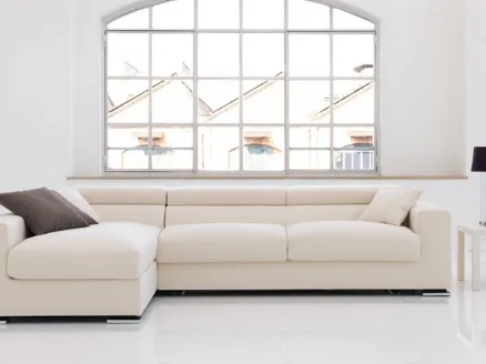 Ego sofa bed in white eco-leather by Biba salotti