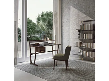 Archè solid wood writing desk with Frigerio leather inserts