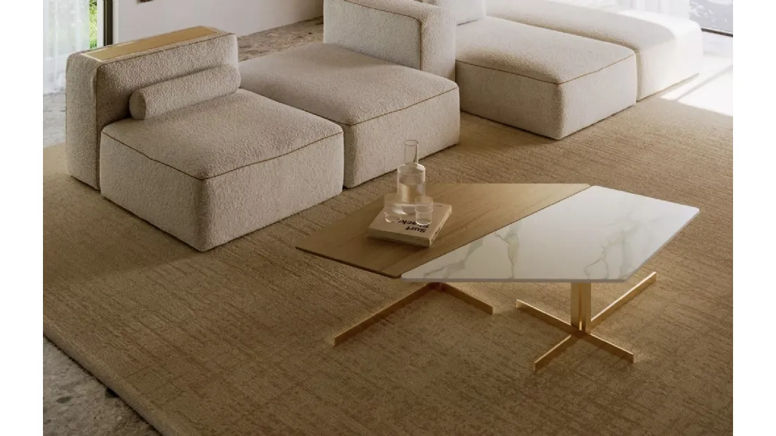 Bento wooden coffee table with SuperMarble by Bontempi.