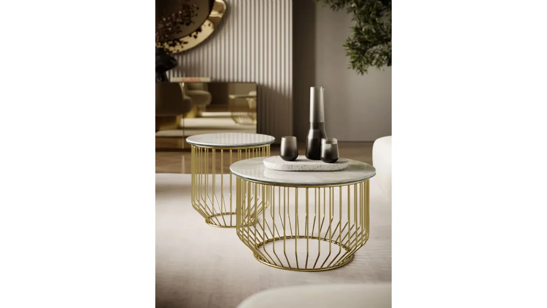 Circus coffee table in SuperMarble and steel by Bontempi.