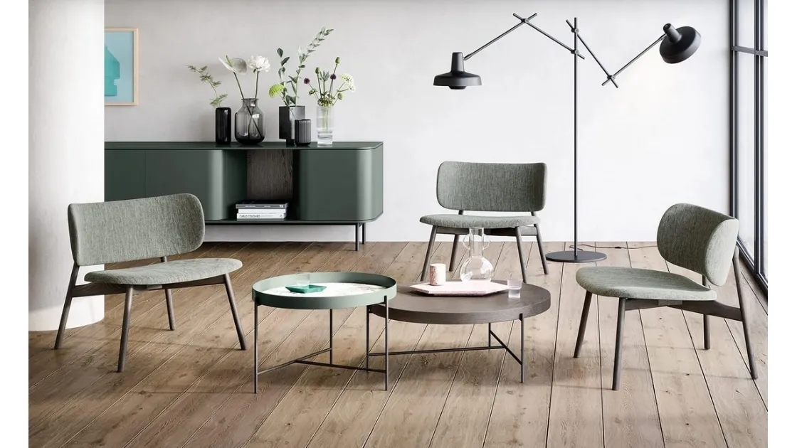 Round Globe coffee table in wood or metal and ceramic by Novamobili.