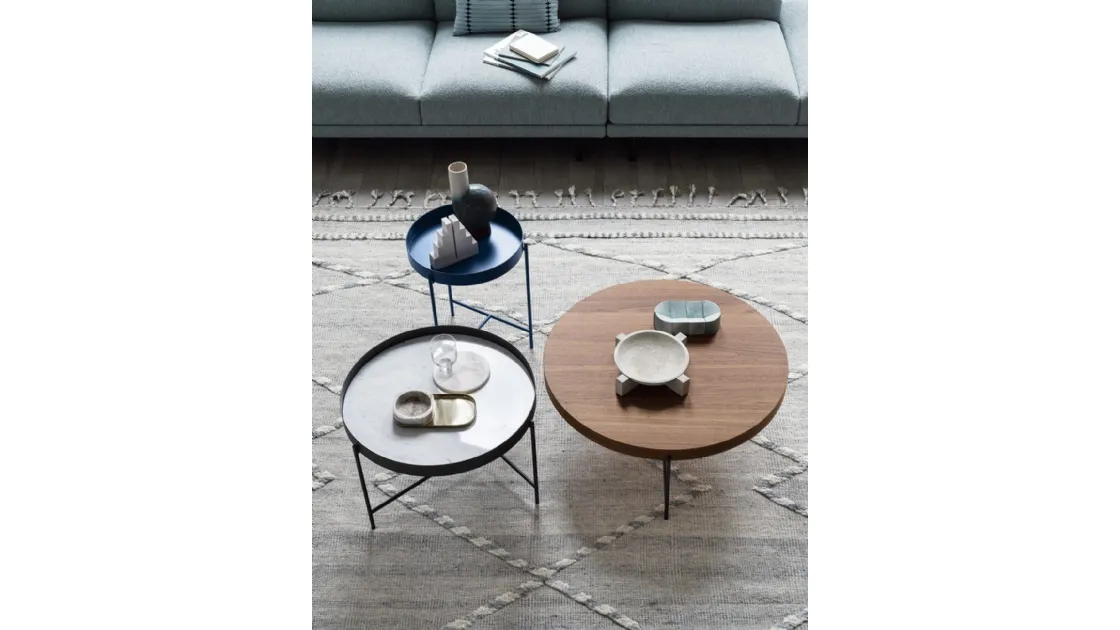 Round coffee table in wood, ceramic, or metal, or metal Globe by Novamobili