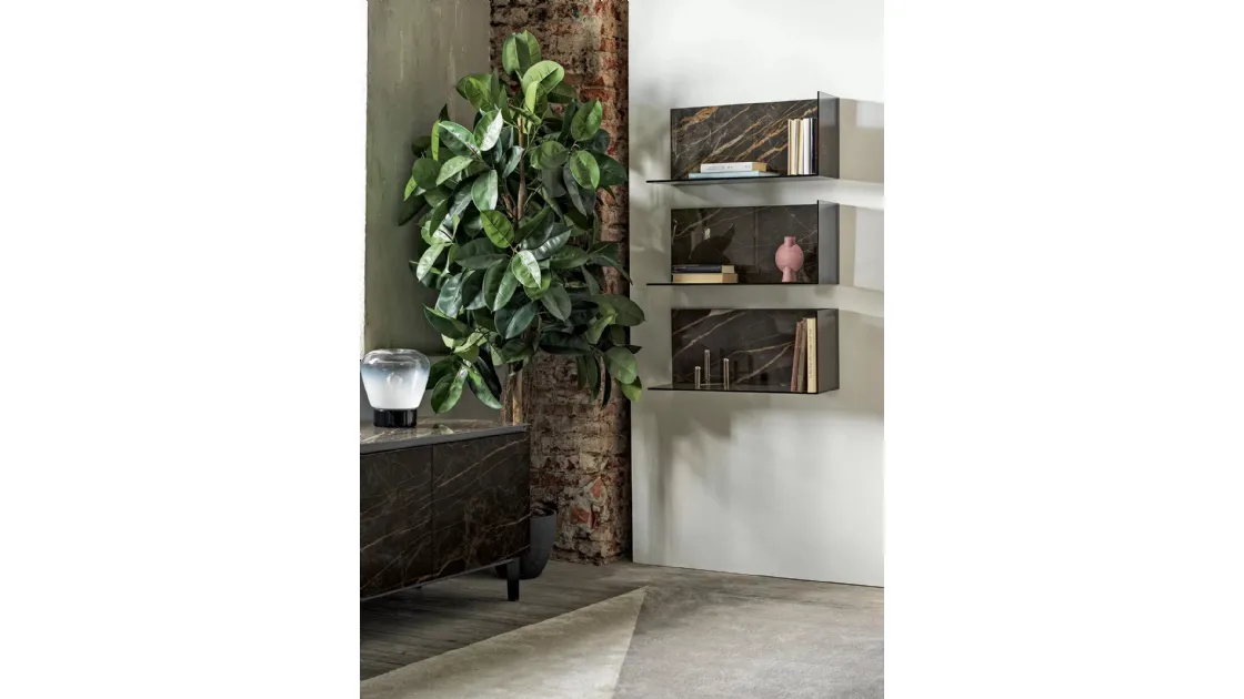 Zen shelf in SuperMarble and crystal by Bontempi