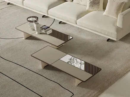 Mies coffee table in glass and mirror by Frigerio