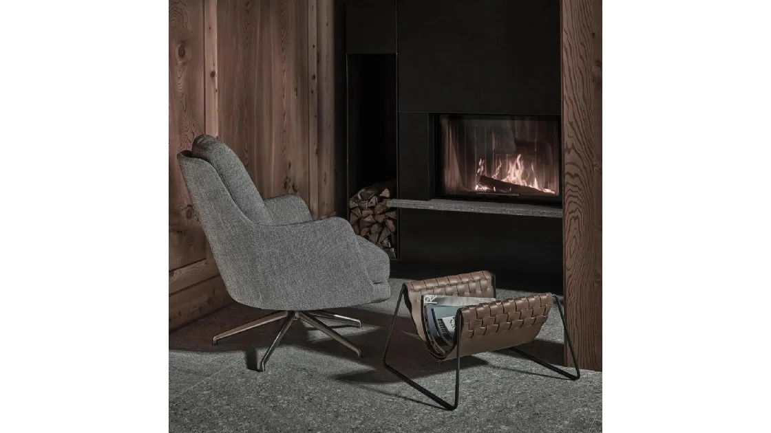 Leather Magazine Rack by Flexform.