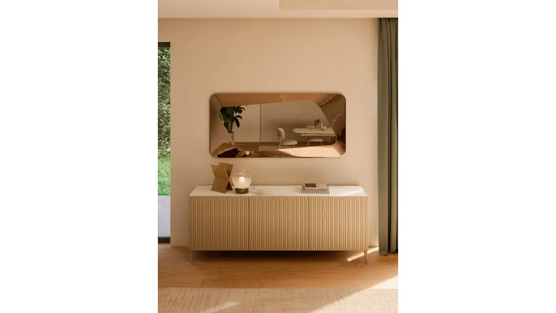 Melted glass mirror Focus by Bontempi.