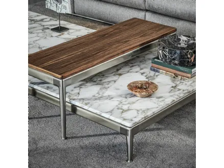 Pico coffee table in marble and wood by Flexform