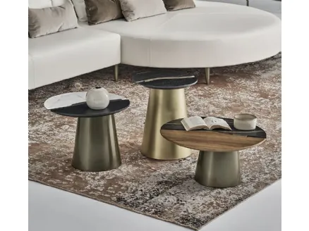 Yang wooden coffee table with SuperMarmo by Bontempi.