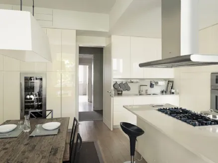 White is the hallmark of this modern kitchen.