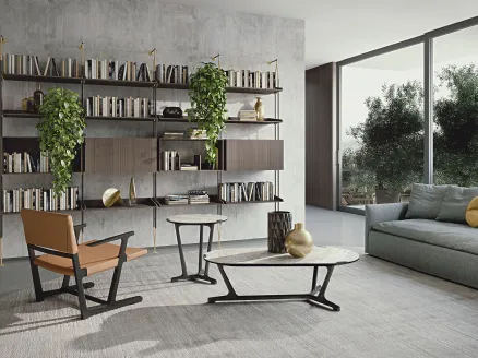 Ainda leather armchair with solid wood structure by Frigerio.