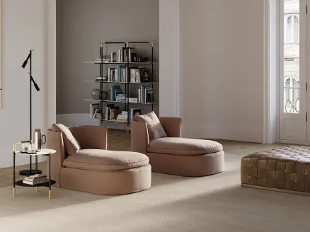 Soft fabric upholstered armchair Bessie Longue by Frigerio