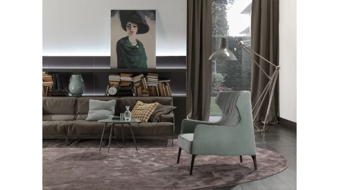 Fabric armchair with solid wood legs Crosby Bergere by Frigerio