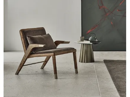 Lady armchair in leather and wood by Bontempi.