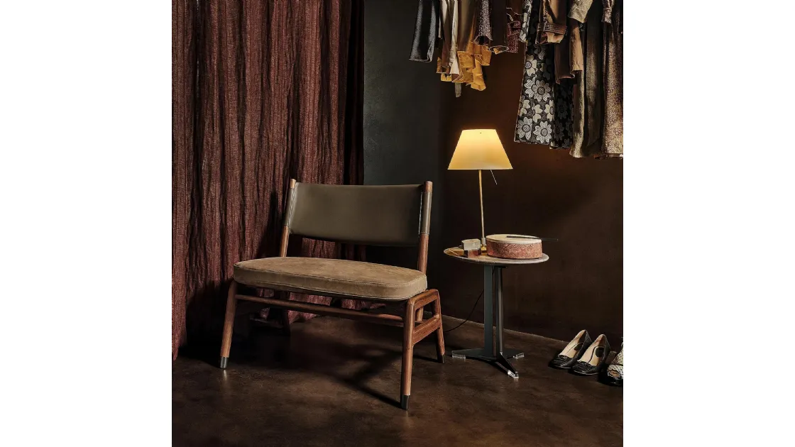 Wooden armchair, leather and fabric Ortigia SH by Flexform.
