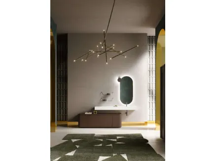 Floor-standing bathroom cabinet Des Evolution 06 in heat-treated oak by Cerasa.