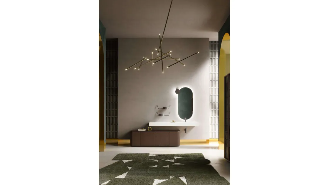 Floor-standing bathroom cabinet Des Evolution 06 in heat-treated oak by Cerasa.