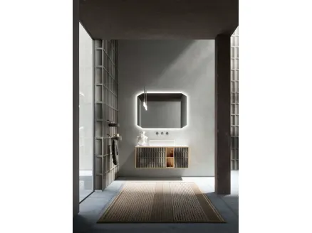 Suspended bathroom cabinet Des Evolution 07 in light oak by Cerasa.