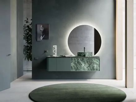 Bathroom cabinet Des Evolution Deep Green 01 in lacquered and resin Alpi Green by Cerasa.
