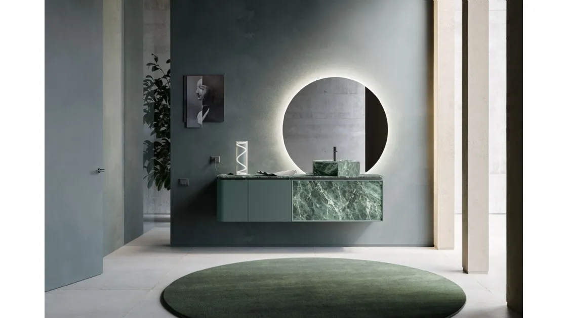 Bathroom cabinet Des Evolution Deep Green 01 in lacquered and resin Alpi Green by Cerasa.