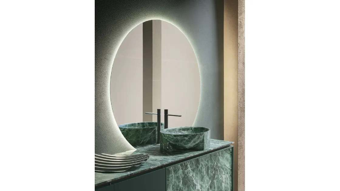 Bathroom furniture Des Evolution Deep Green 01 in lacquered and resin Alpi Green by Cerasa.