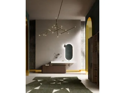 Bathroom cabinet with thermo-treated oak base Des Evolution Deep Green 02 by Cerasa