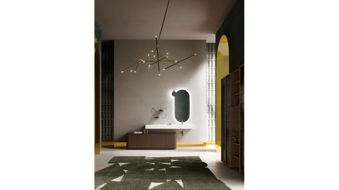 Bathroom cabinet with thermo-treated oak base Des Evolution Deep Green 02 by Cerasa