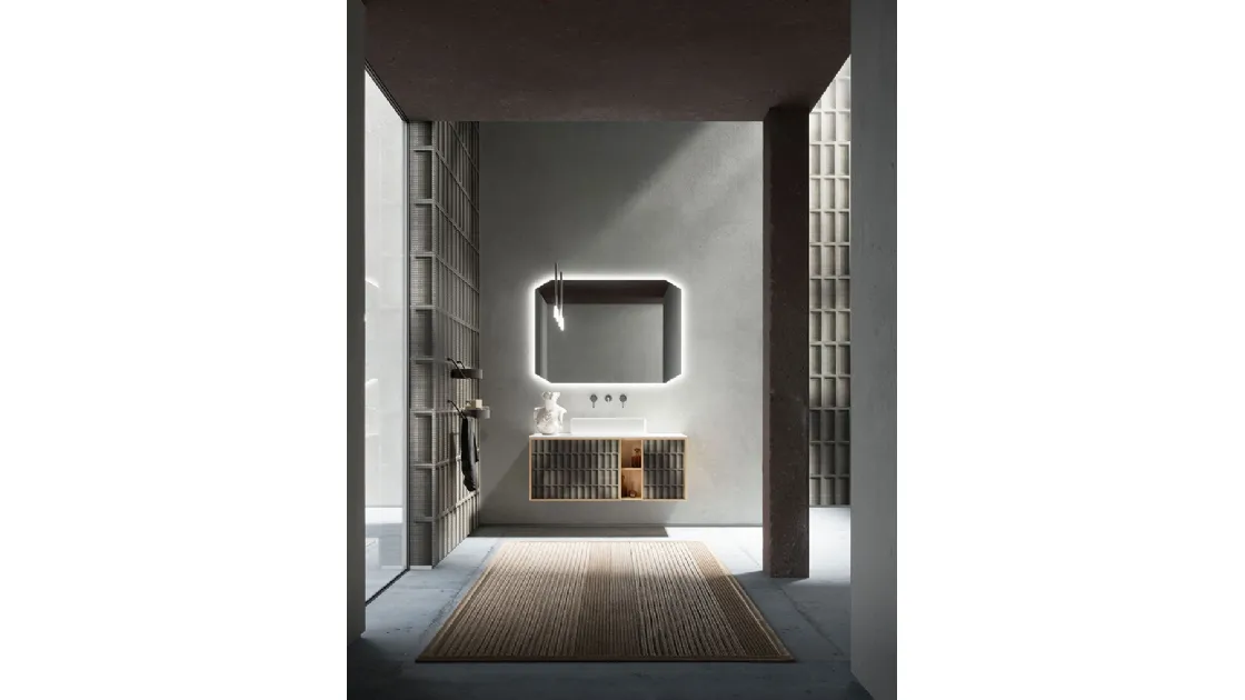 Bathroom Vanity Unit in Natural Oak Des Evolution 01 by Cerasa.