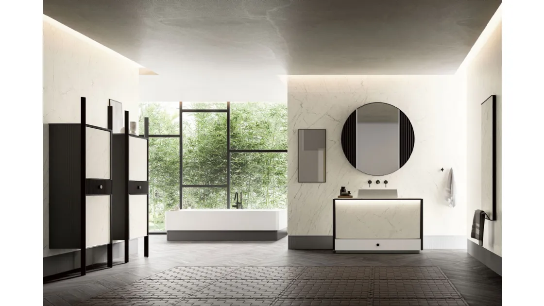 Bathroom Vanity Unit Honey 00 in Laminam Statuarietto by Cerasa