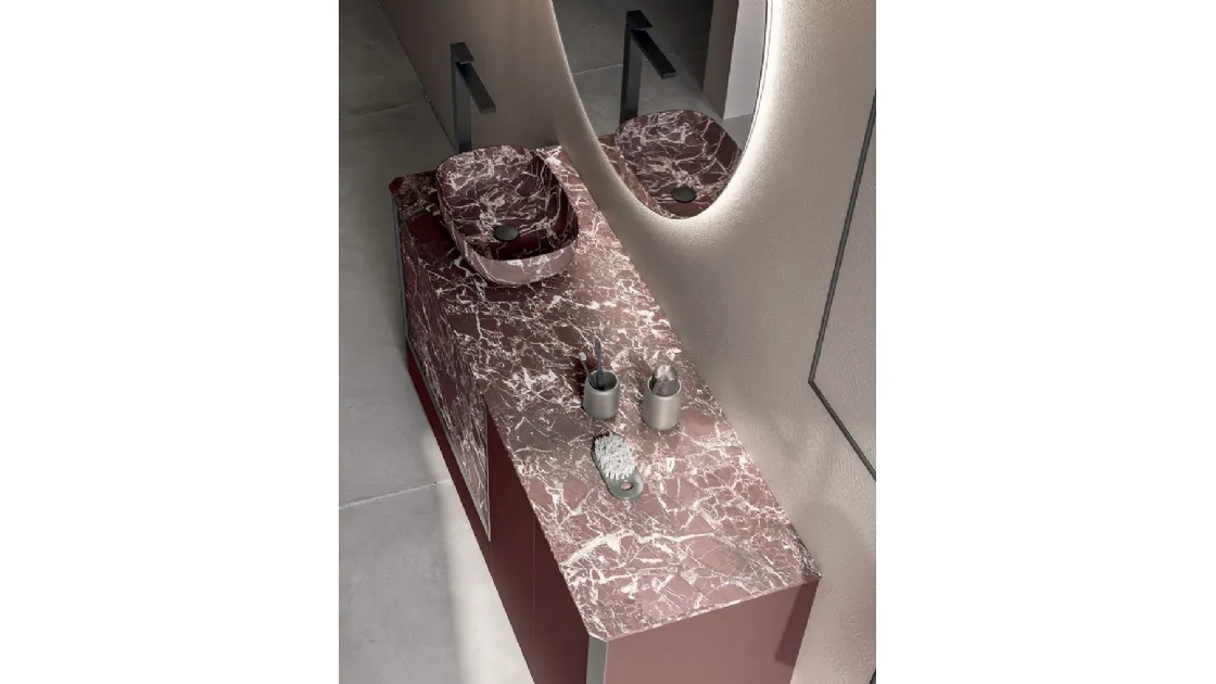 Bathroom unit Honey 01 in lacquered wood and resin by Cerasa.