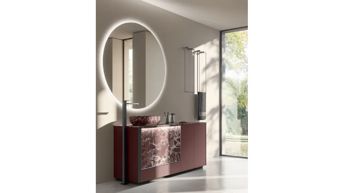 Bathroom Vanity Unit Honey 01 in lacquered wood and resin by Cerasa