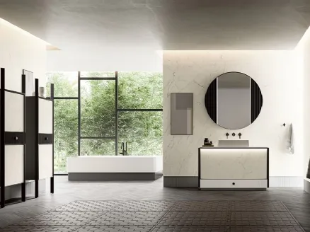 Bathroom vanity unit Honey 02 in Laminam Statuarietto by Cerasa