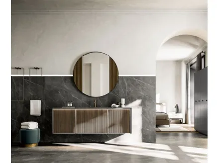 Honey 03 Canaletto Walnut suspended bathroom cabinet by Cerasa