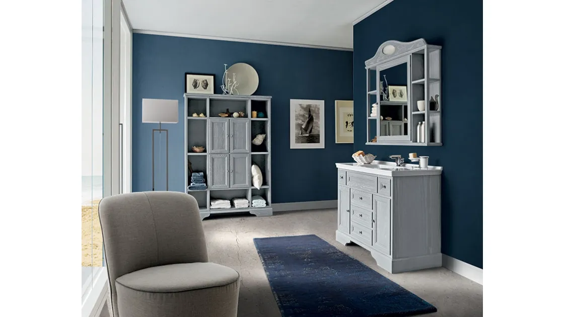 Bathroom Cabinet Paestum 01 in lacquered Ash wood by Cerasa.