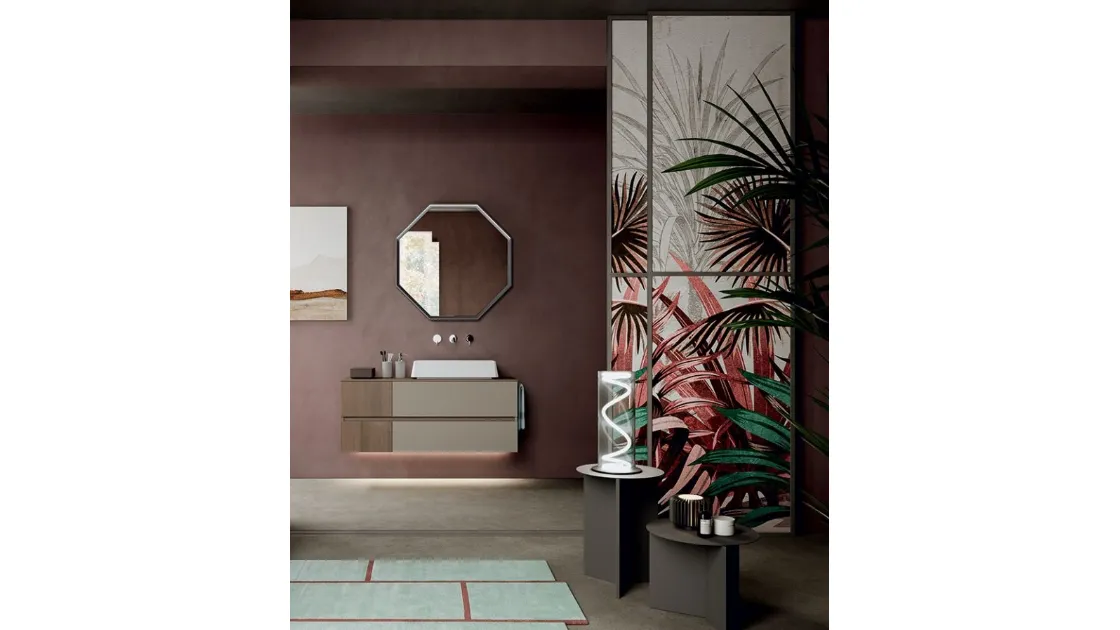 Suspended bathroom cabinet Segno 03 by Cerasa