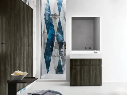 Single Bathroom Cabinet in Dogato Wood melamine by Cerasa