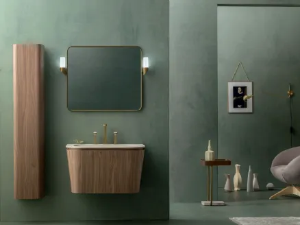 Suspended Bathroom Vanity Suede 02 in Canaletto Walnut by Cerasa