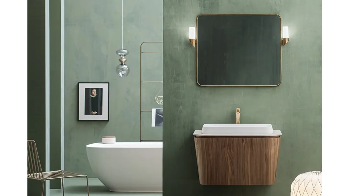 Suspended Suede 02 Bathroom Vanity in Canaletto Walnut by Cerasa.