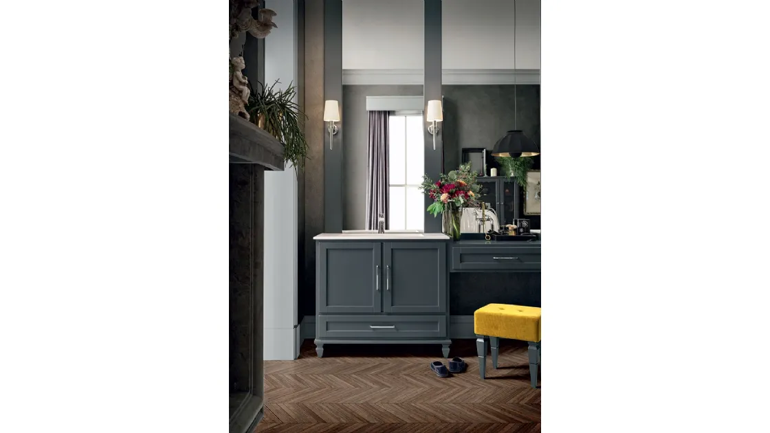 York 02 bathroom vanity unit in smoke lacquered finish by Cerasa.
