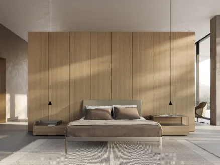 Aluminum bed with fabric headboard AluAlu Bed by Kristalia.