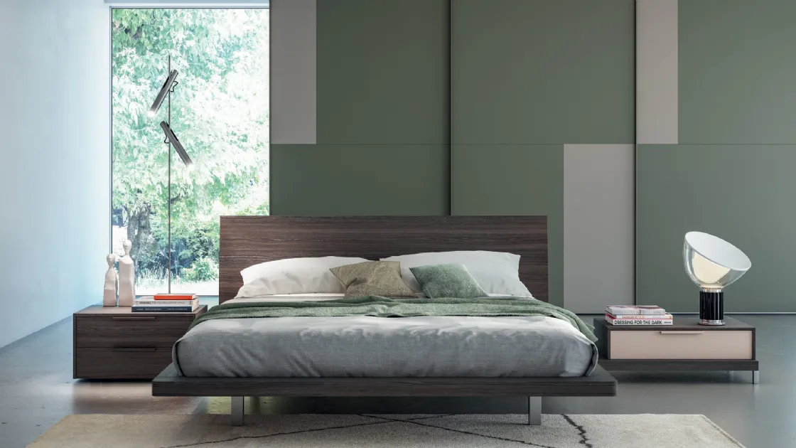 Double bed Asja in thermotreated oak by Tagliabue Mobili.