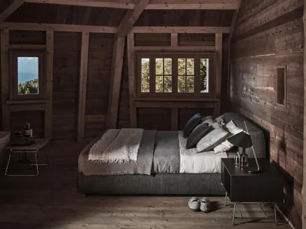 Bed with storage container Asolo in padded fabric by Flexform