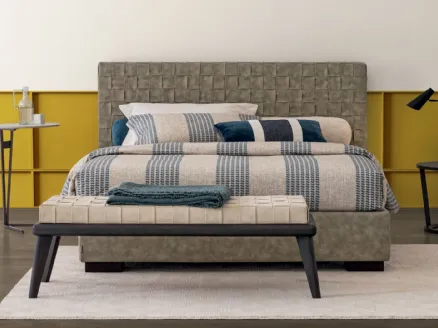 Basket Bed with woven leather headboard and Oggioni storage container