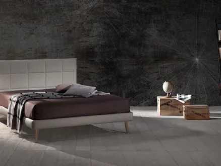 Fabric bed with quilted headboard Bobby 14 by Excò