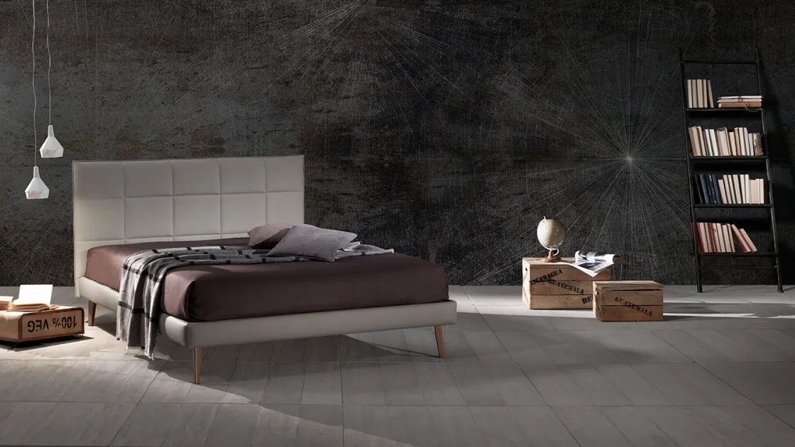 Fabric bed with quilted headboard Bobby 14 by Excò