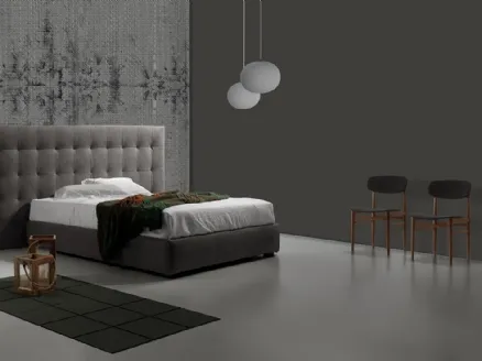 Fabric single bed with a headboard and button tufting design Desio Maxi by Excò.