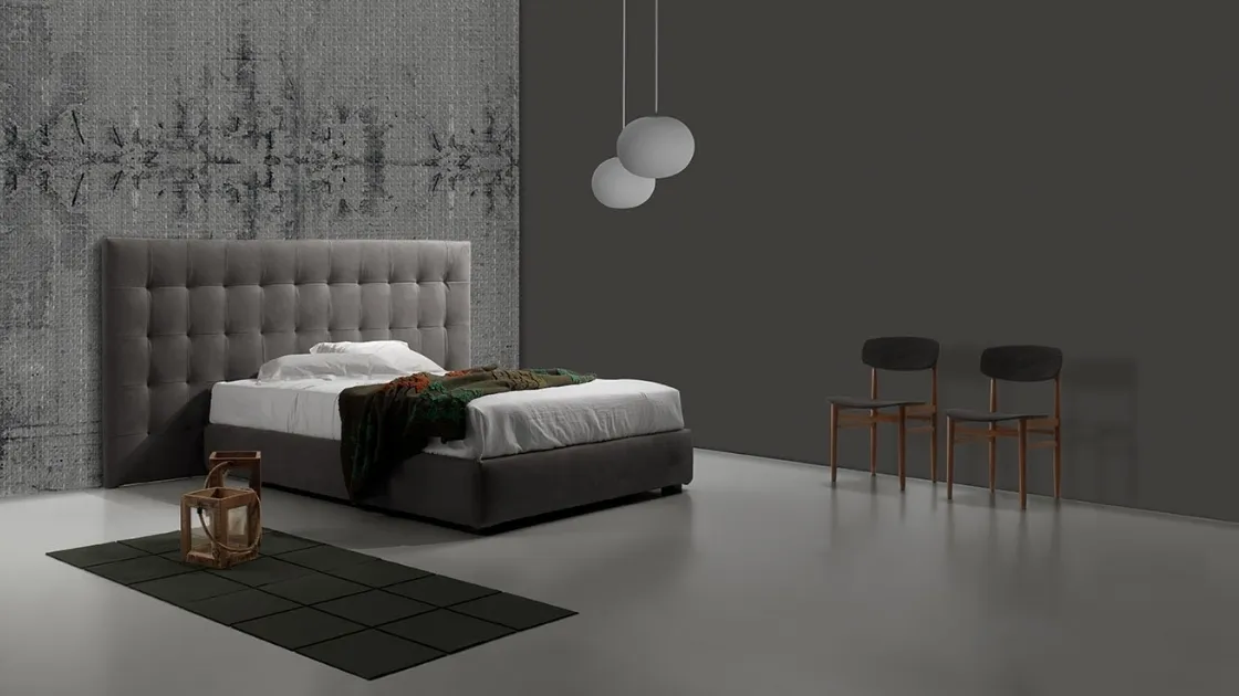 Fabric single bed with a headboard and button tufting design Desio Maxi by Excò.