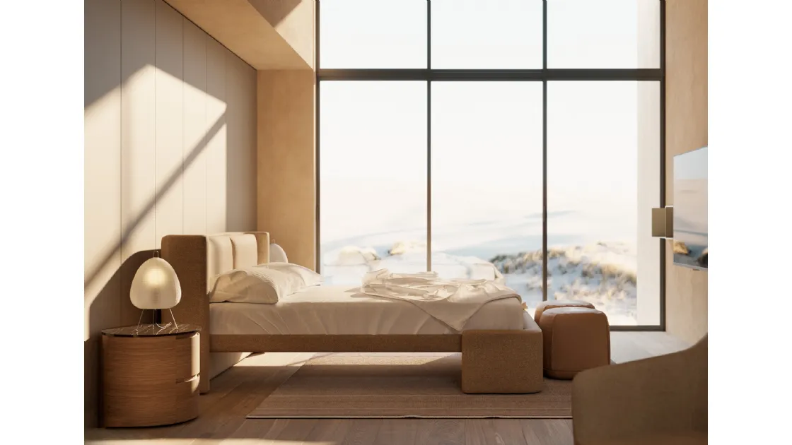 Padded bed Residence by Kristalia