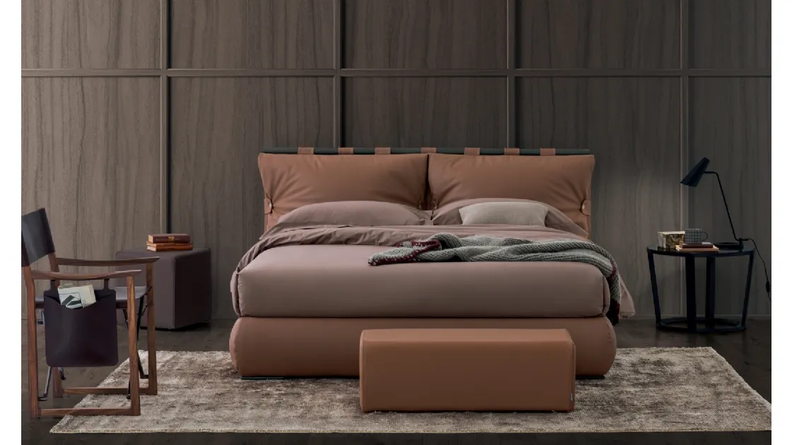 Leather Dual Round bed with Oggioni storage box.